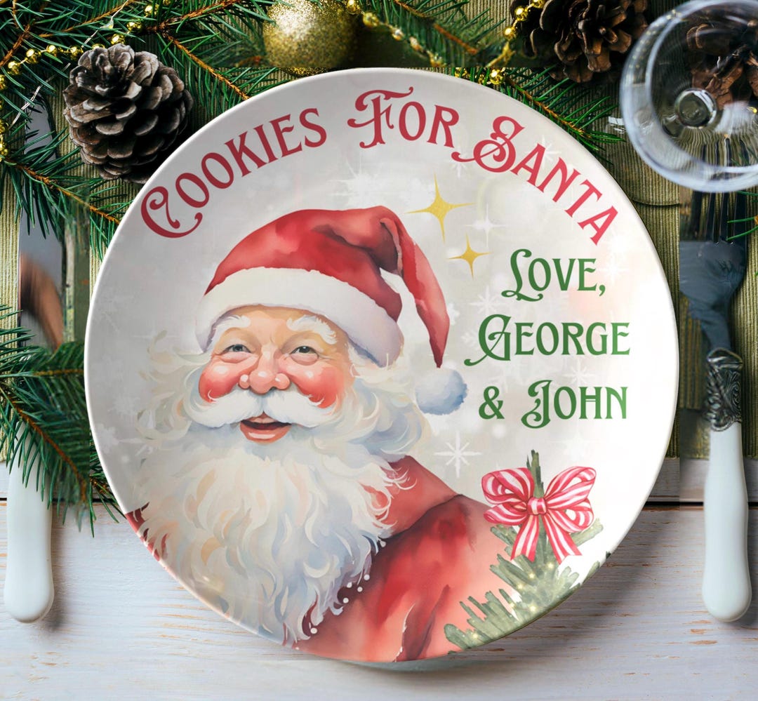 Personalized Cookie Santa Plate , Customized Kids Santa Plate ...