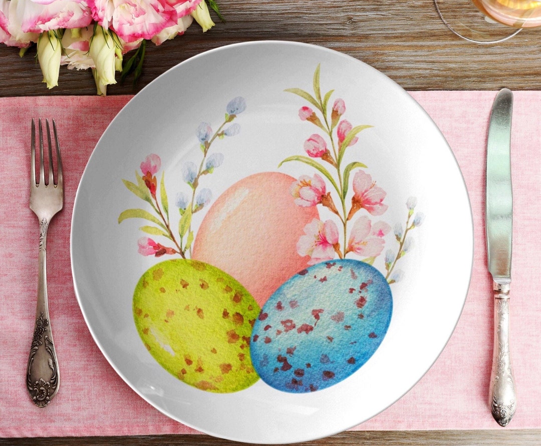 Easter Eggs Dinner Plate Easter Plate Set Floral Easter Etsy