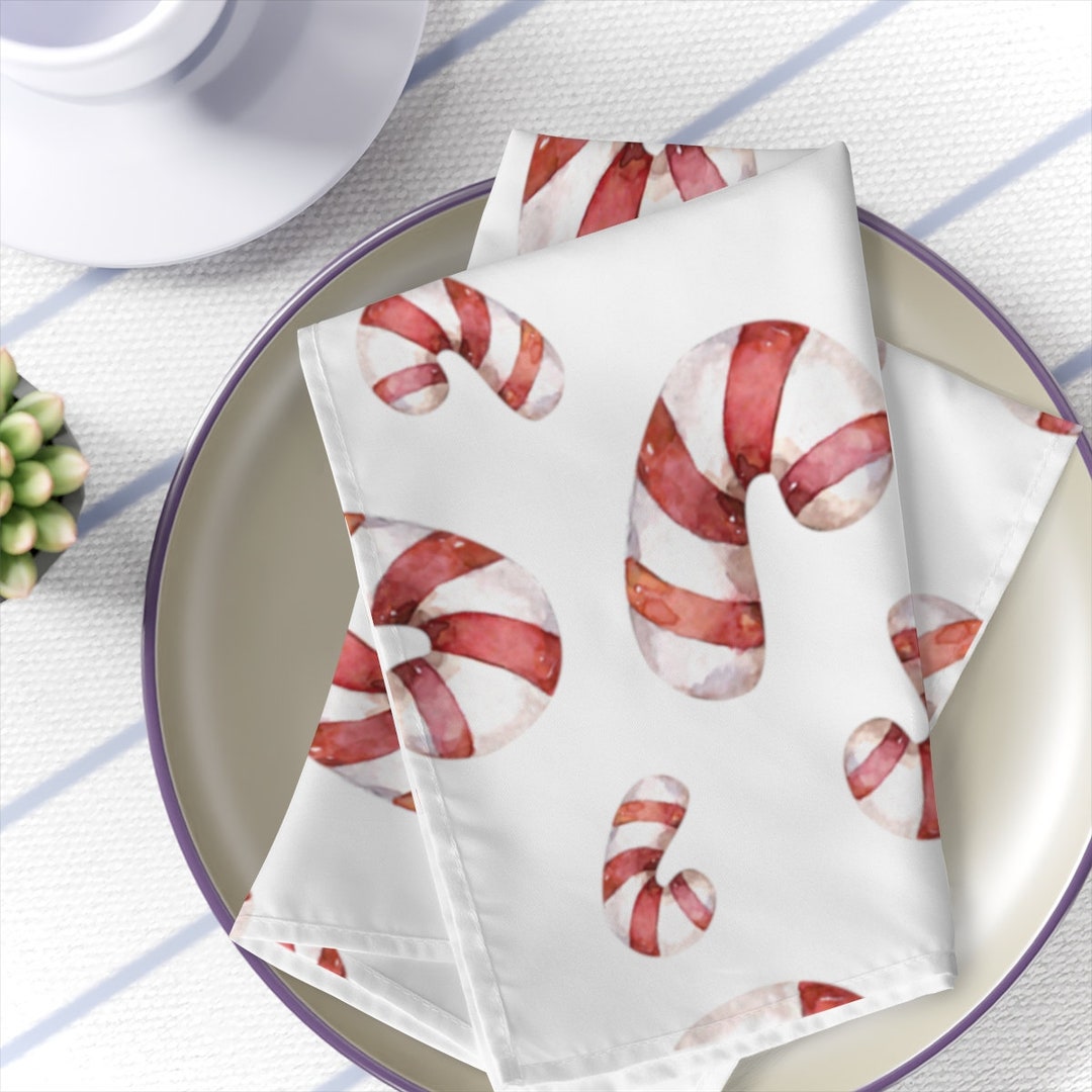 Christmas Napkins Set Candy Cane Napkins Cloth Dinner Etsy