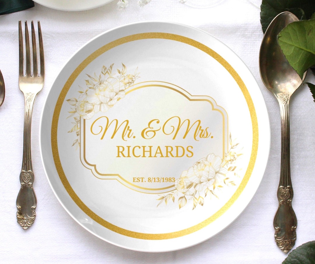 Personalized Wedding Plate Mr & Mrs Dinner Plate Monogrammed Bride and ...