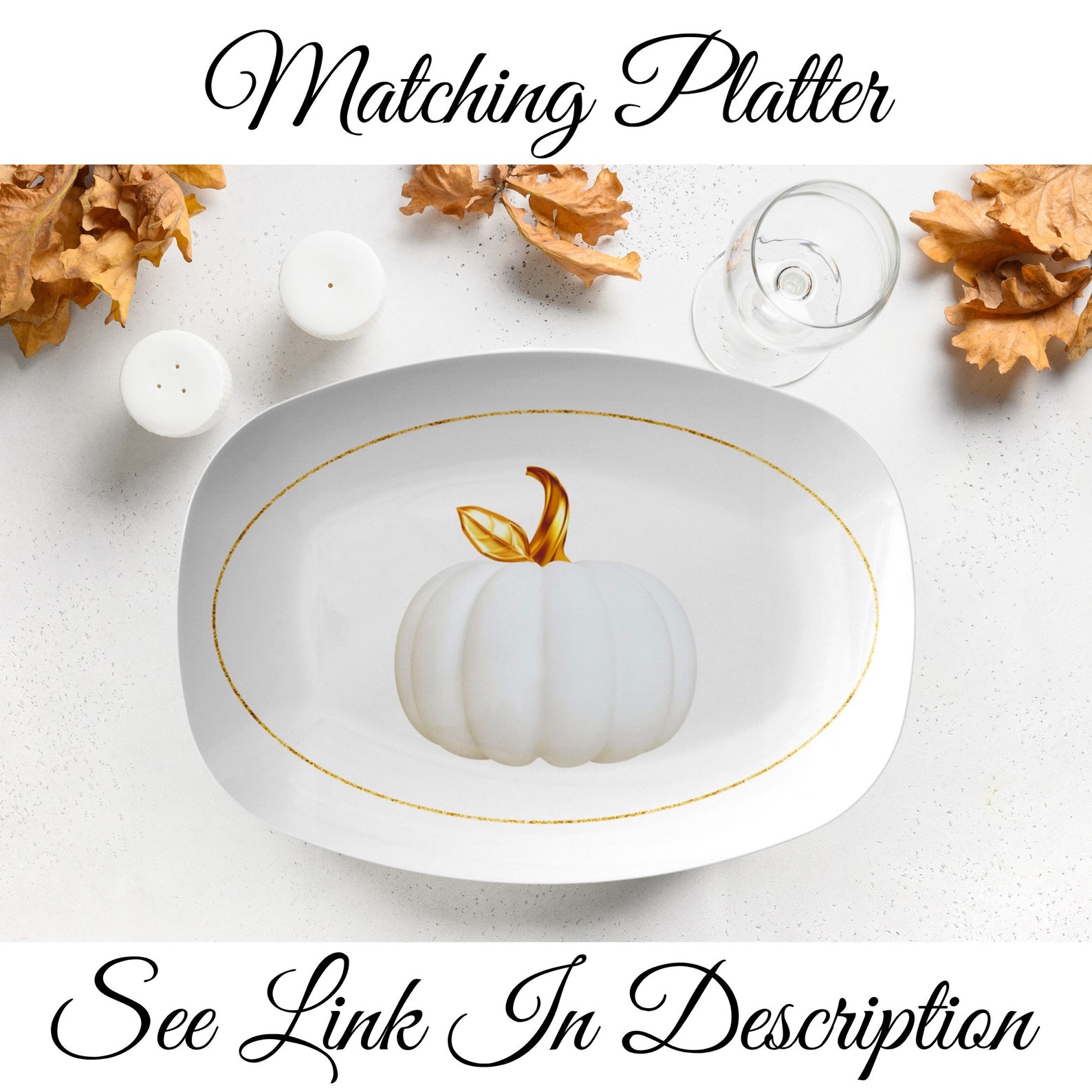 Pumpkin Dinner Plate Set White & Gold Pumpkin Plate Etsy