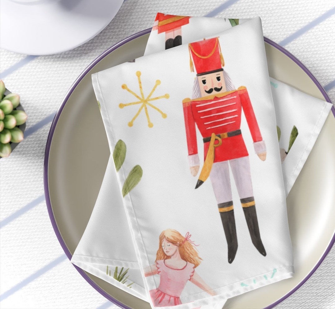 Christmas Napkins Set Nutcracker Theme Napkins Christmas Etsy