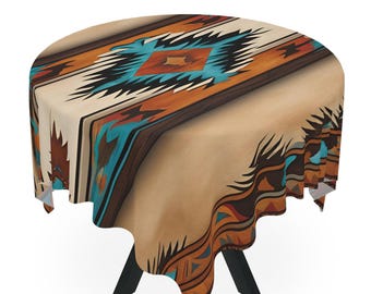 Southwestern Boho Tablecloth, western table cloth, tribal Indian tablecloth, Native American tableware, cowgirl style, cowboy kitchenware