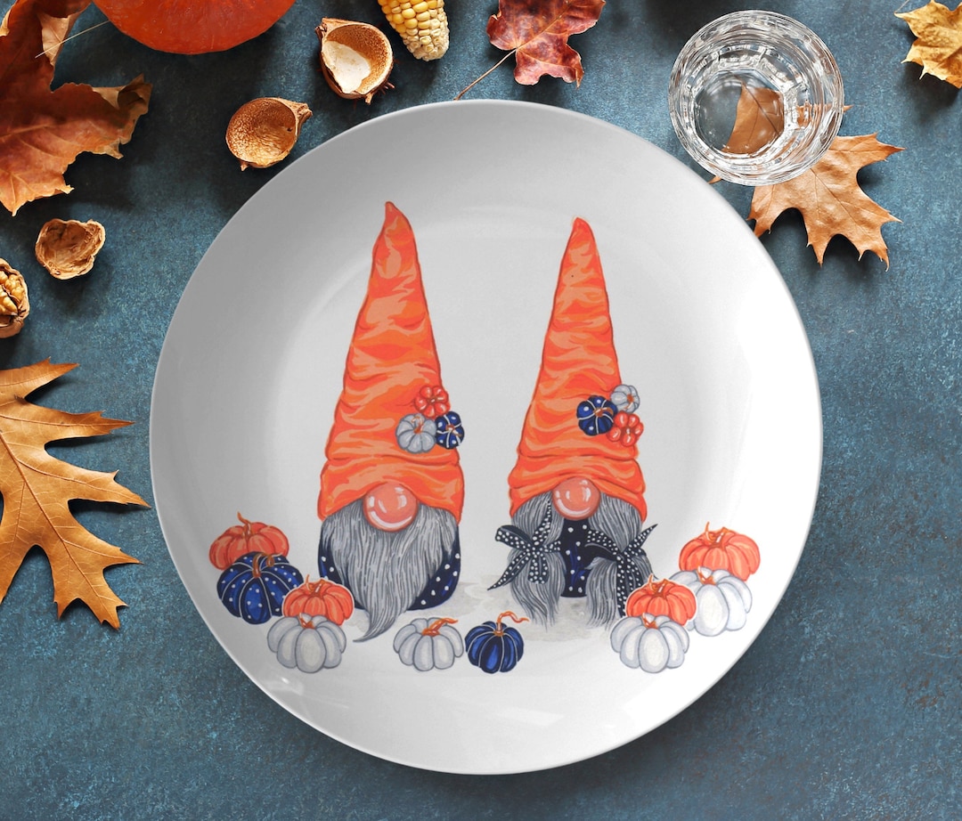 Halloween Gnomes Plate Fall Gnomes Plate Fall Pumpkins Etsy