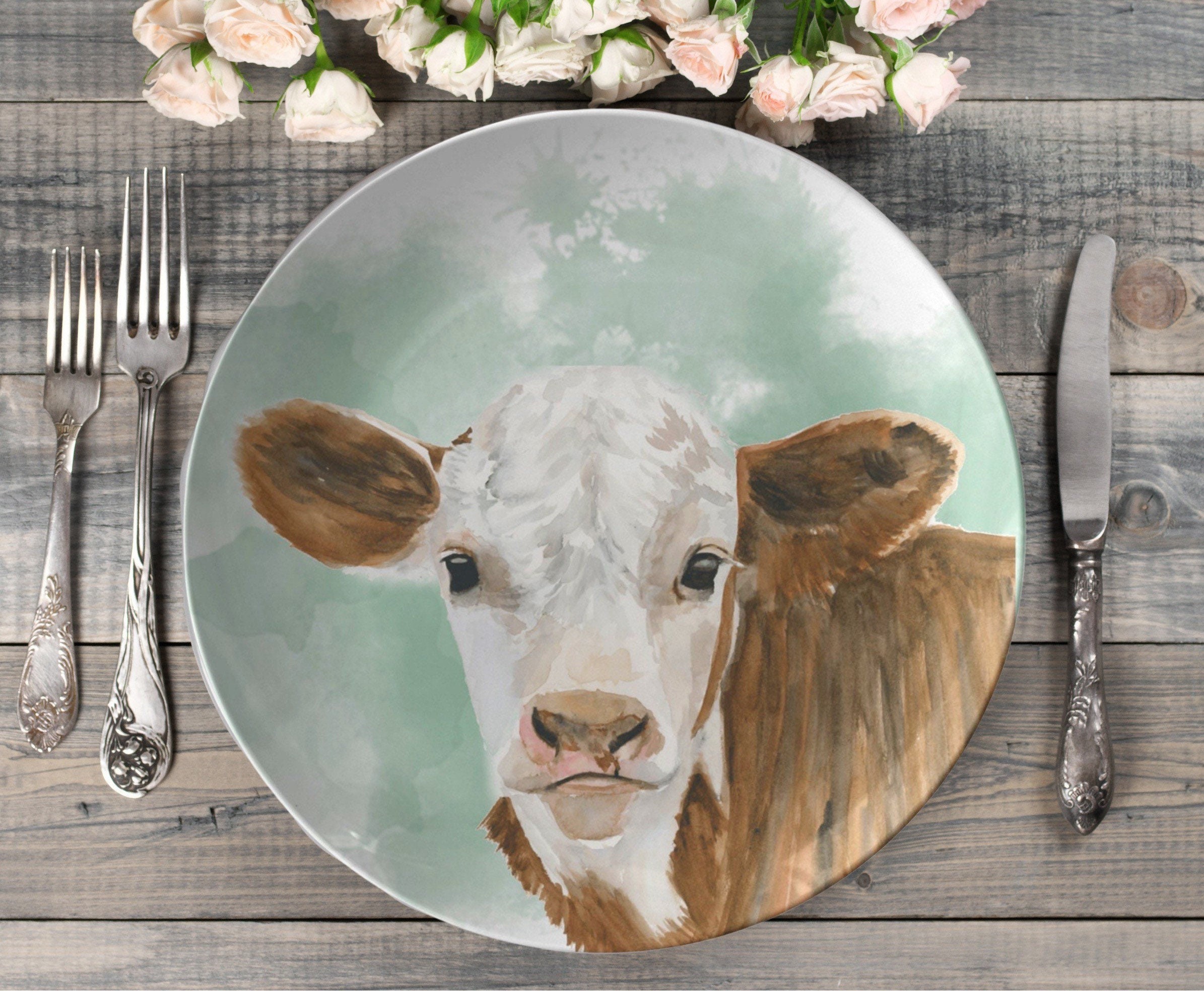 Cow dinner plates sales