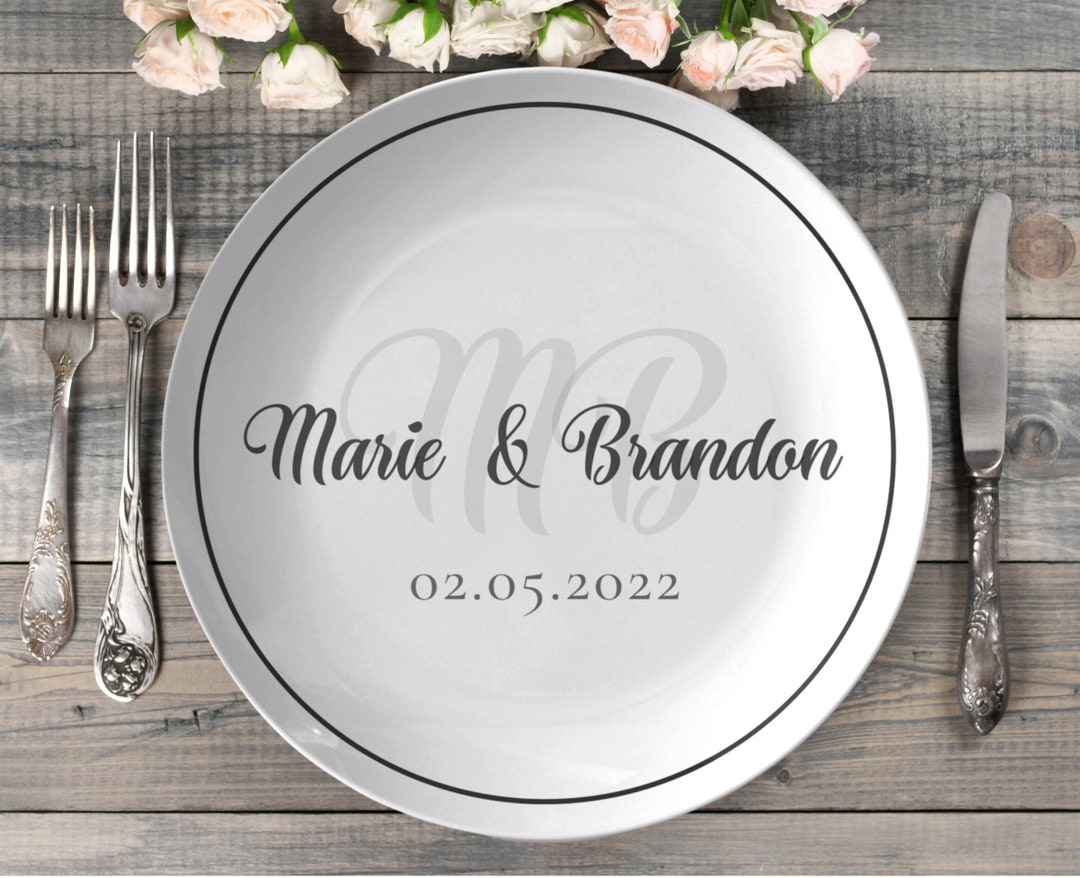 Personalized Wedding Plate, Mr & Mrs Dinner Plate, His and Hers Wedding ...
