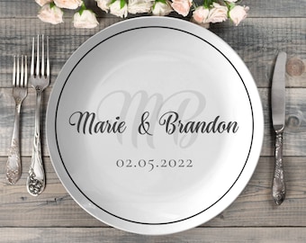 Personalized wedding plate, mr & mrs dinner plate, his and hers wedding plate, customized plate, bride and groom plate, bridal wedding gift