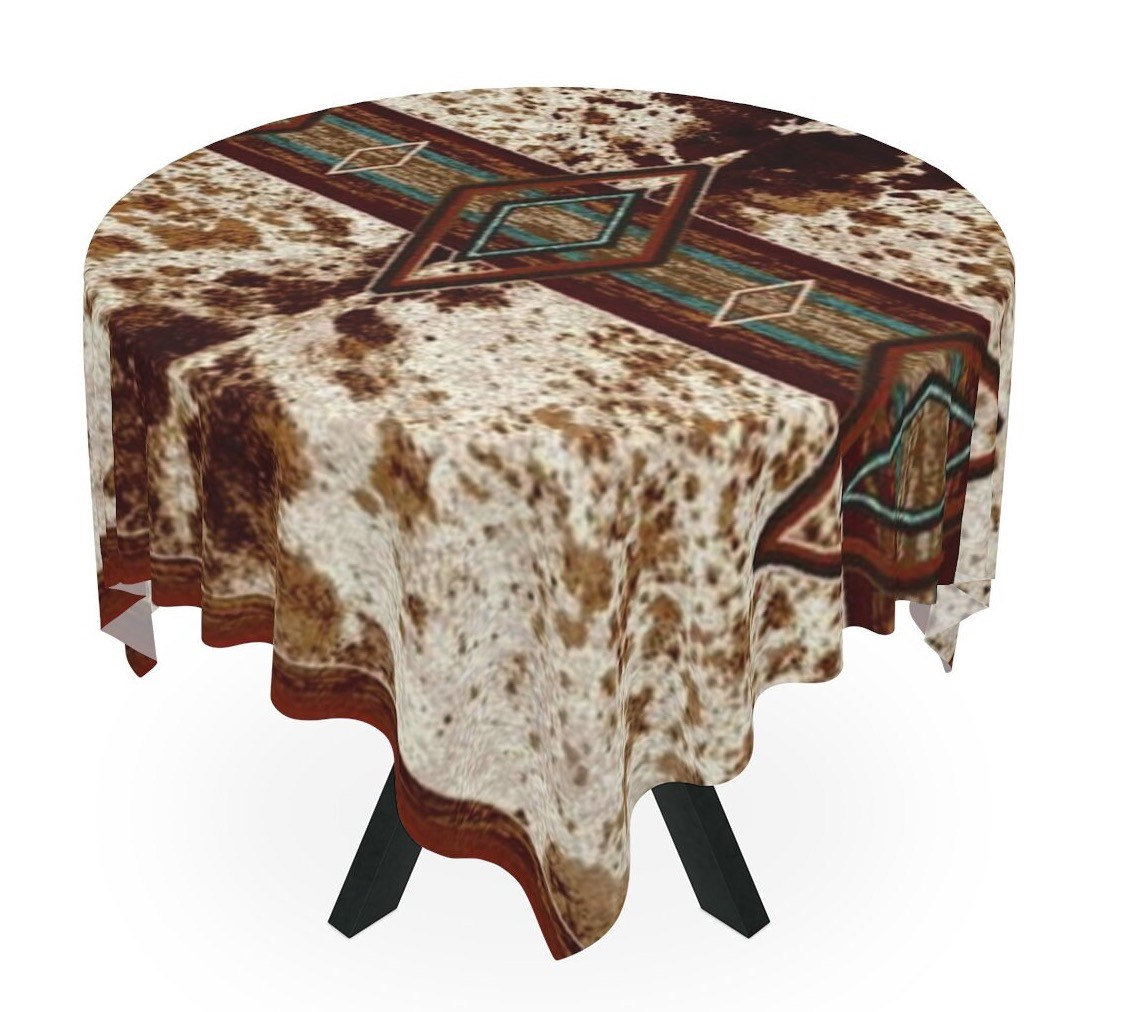 Western Cowhide Print Tablecloth boho southwestern table cloth tribal Indian table linens cowboy western table decor