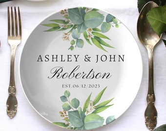 Personalized wedding plate, mr and mrs dinner plate, bride and groom plate, wedding gift, Anniversary plates, bridal table decor, dinnerware