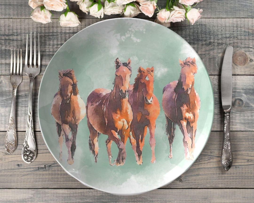 Farmhouse Horses Dinner Plate Wild Horses Plate Horse Farm Plate