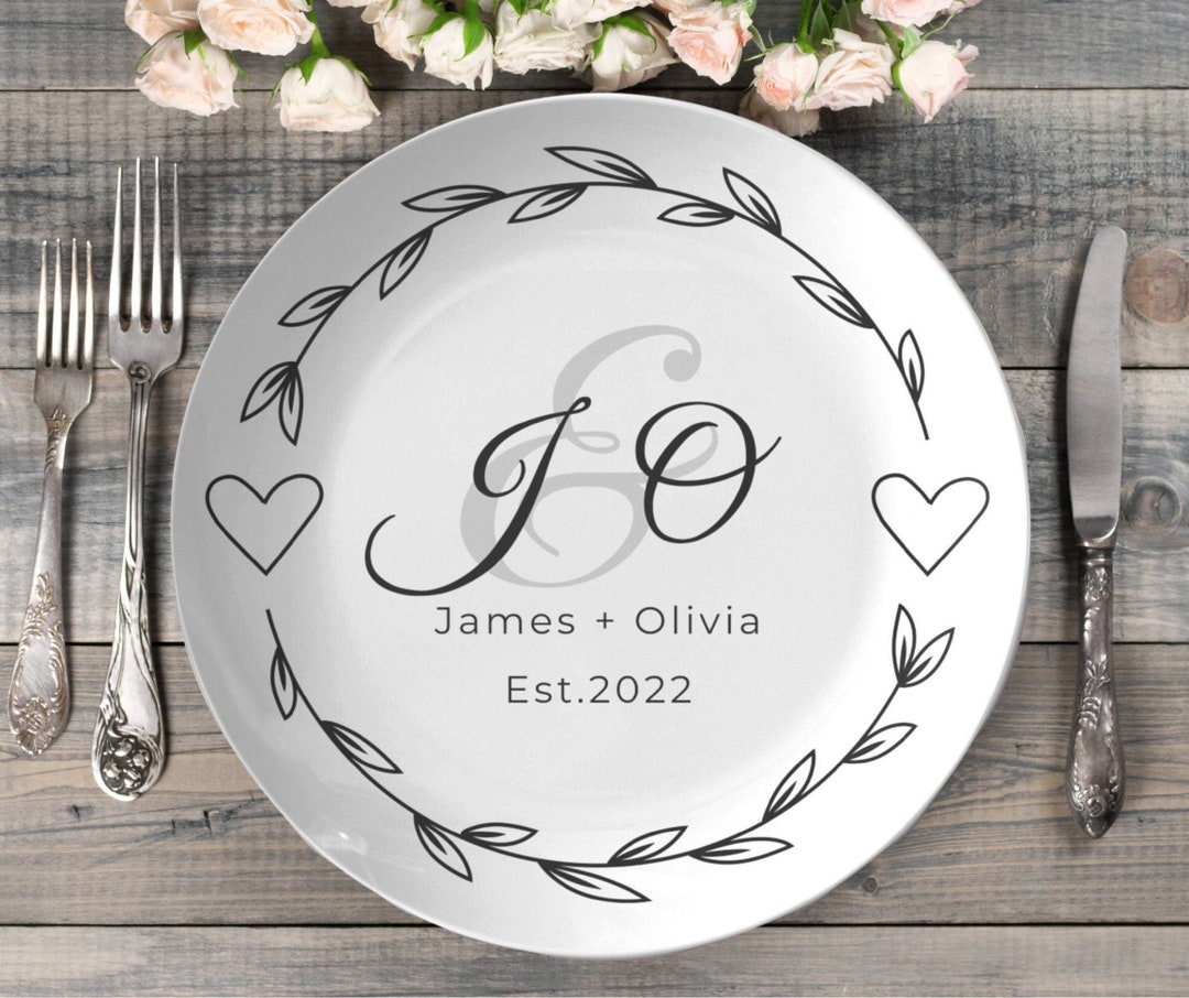 Personalized Wedding Dinner Plate, Bride & Groom Plate, Mr and Mrs Plate, Wedding Dining Set