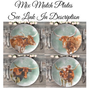 Farm cow dinner plate floral highland cow plate cattle dishes farmhouse dinnerware country western plates decorative plate set image 5