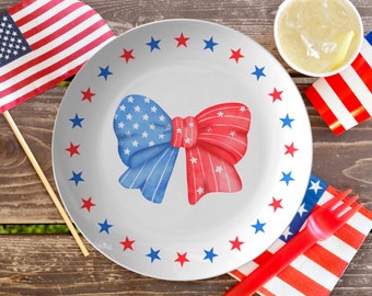 Fourth of July bord dinerbord, rood wit en blauw 4 juli bord, patriottische sterren en dinerbord, Independence Day-tafeldecor