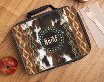 Western Cowhide Print Lunch Bag | personalized lunch box | monogrammed lunch bag | southwestern lunch box | back to school lunch bag