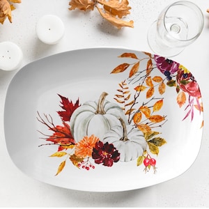 Fall pumpkin platter, thanksgiving serving platter, thanksgiving dishes, fall dinnerware, appetizer platter, Halloween plate, tableware