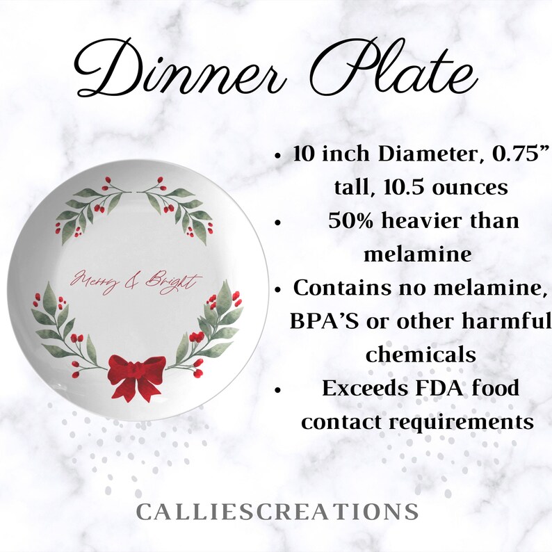 Christmas Dinner Plate Set Christmas Wreath Plate Merry & Etsy
