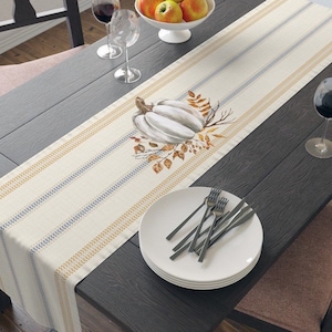 Fall pumpkin Table Runner | thanksgiving table runner | floral fall harvest table linens | farmhouse tableware | tabletop decor