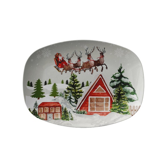 Weihnachten Servierplatte , Nikolausteller , Weihnachten Rentierplatte , Tablett an Heiligabend , Holliday Geschirr, Weihnachtsgeschirr