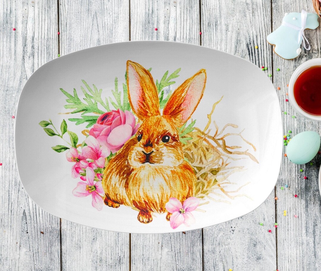 Easter Bunny Platter Spring Easter Serving Platter Easter Etsy