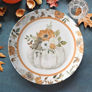 Fall Pumpkins dinner plate, floral thanksgiving plates, Halloween dinnerware set, decorative dining plates, fall tableware, harvest dishes