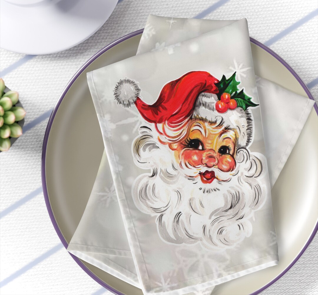 Christmas Napkins Set Santa Napkins Christmas Table Linens Etsy
