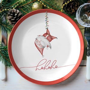 Christmas Santa dinner plate | Christmas plate set | hohoho plates | Christmas dinnerware | Christmas dishes | Festive holiday dining decor