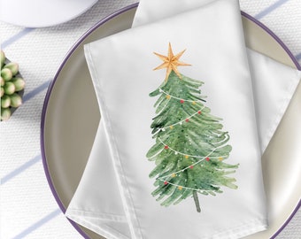 Christmas tree Napkins set | holiday cloth napkins | Christmas dinner napkins | Christmas table lines | dinnerware | christmas table decor