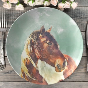 Horse dinner plate | farmhouse horse plate | country western dinnerware | farm horse plate | decorative plate set | collectible | decoware