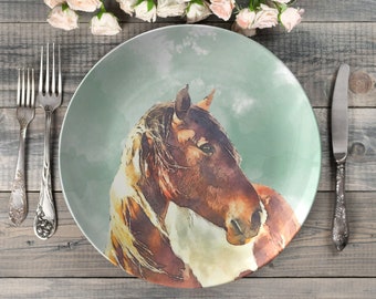 Horse dinner plate | farmhouse horse plate | country western dinnerware | farm horse plate | decorative plate set | collectible | decoware