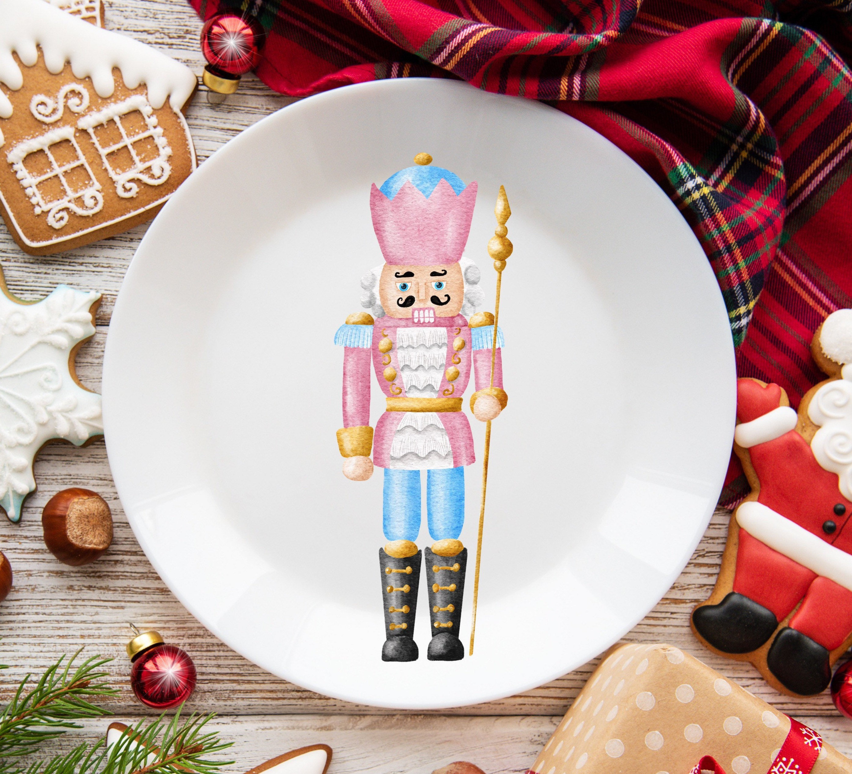 10 Red Christmas Nutcracker Plates Traditional Festive 