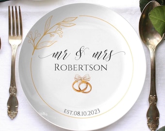 Personalized wedding plate | mr and mrs dinner plate | custom newlywed gifts | Wedding present| bride & groom plates | Anniversary plates