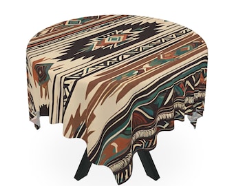Southwestern Tribal Indian tablecloth, boho western style table cloth, Aztec Indian table linens, cowboy style table decor, tableware
