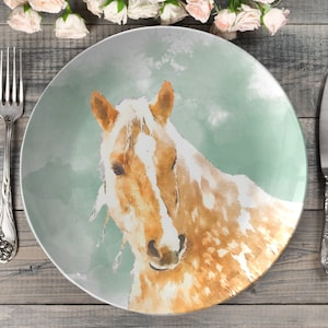 Farmhouse Horse plate | watercolor horse dinner plate | farm horse plate | country western horse plate | farmhouse dinnerware | decoware