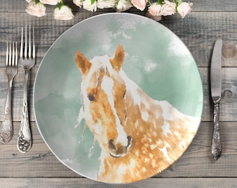 Farmhouse Horse plate | watercolor horse dinner plate | farm horse plate | country western horse plate | farmhouse dinnerware | decoware