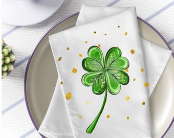 St. Patricks day shamrock Napkin set, lucky shamrock napkins, St. Pattys napkins | Saint Patricks tableware, table linens, st pattys decor