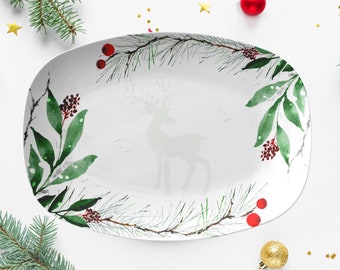 Christmas platter | holiday serving platter | reindeer platter | decorative platter | Christmas plate | Christmas dish | festive dinnerware