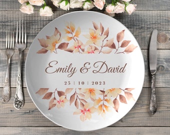 Personalized wedding plate, mr and mrs dinner plate, customized bride and groom plate set, anniversary plate, custom dinnerware, tableware