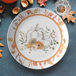 Fall Pumpkins dinner plate, floral thanksgiving plates, Halloween dinnerware set, decorative dining plates, fall tableware, harvest dishes