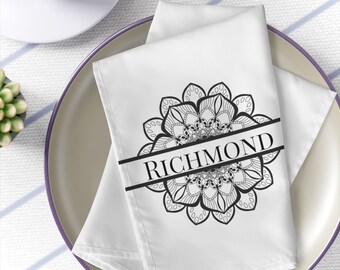 Personalized Napkins | set of 4 | customized name napkins | wedding napkins | monogrammed dinner napkins | cocktail napkins | table linens