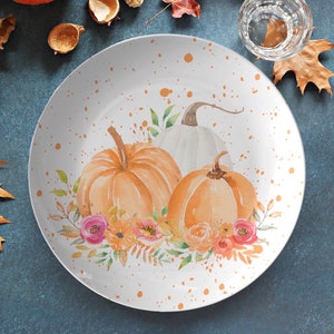 Pumpkins dinner plate, floral fall pumpkins plate, thanksgiving plates, Halloween party plates, fall dinnerware, harvest dishes, tableware