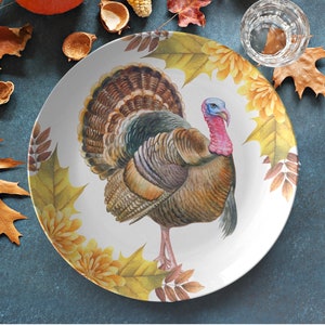 Thanksgiving turkey plate | fall dinner plate set | thanksgiving dinnerware | fall harvest plate | thanksgiving serving plate | decoware