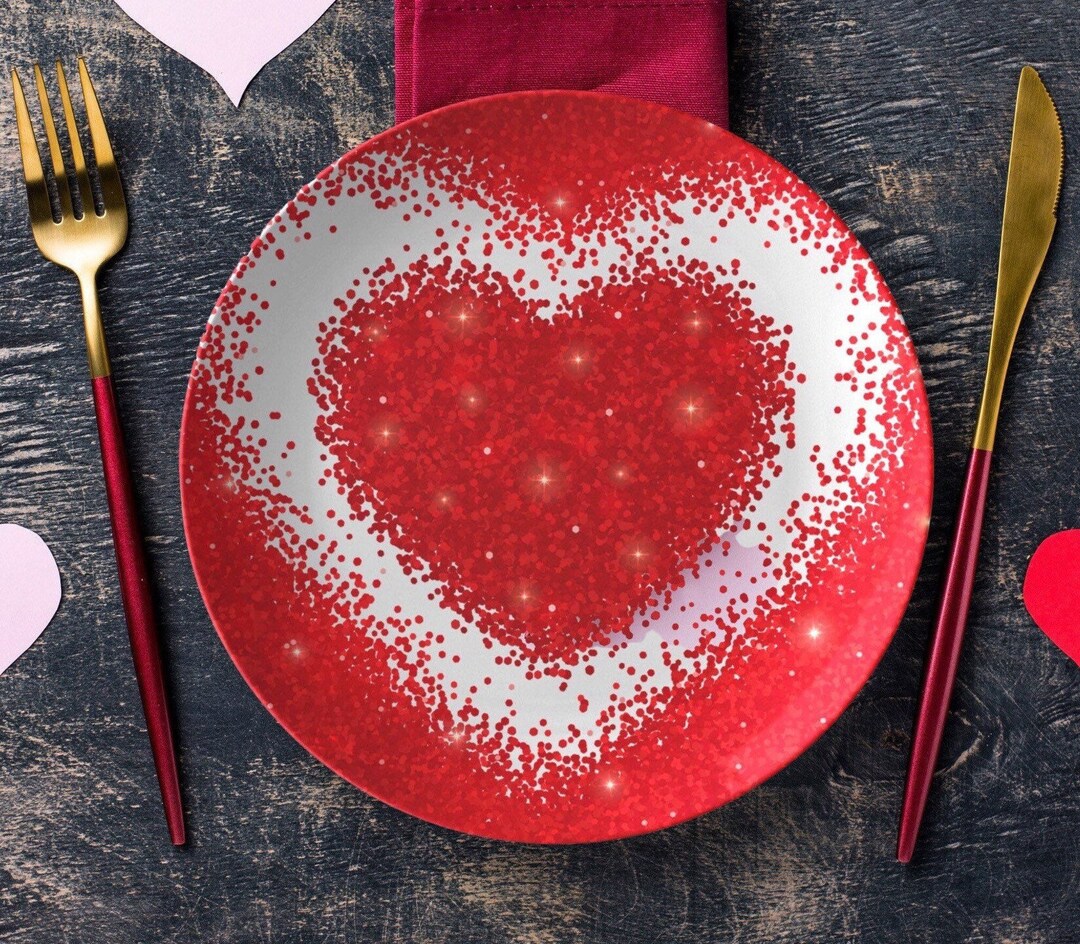 Valentines Dinner Plate Valentines Dinnerware Valentines Day Plates