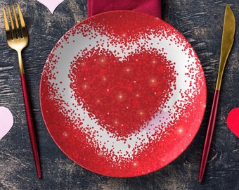 valentines dinner plate | valentines dinnerware | Valentine’s Day plates | valentines dishes | valentines table decor | red heart plate