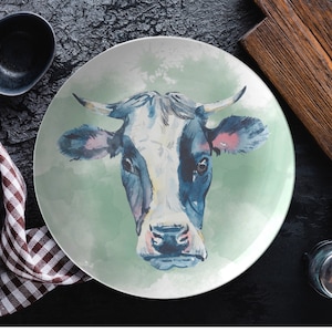 Dinerbord boerderij koe | bord boerderijkoe | country-western servies | Bordenset vee | bord boerderijdieren | 10 inch | Decoratief bord