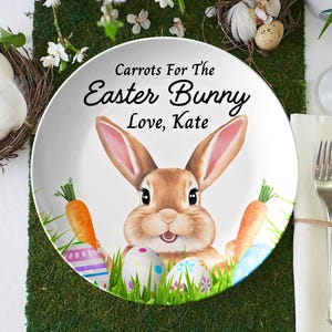 Personalized carrots for Easter bunny  plate, kids Easter plate, spring bunny plate, Easter dishes, Easter dinnerware, custom Easter plate