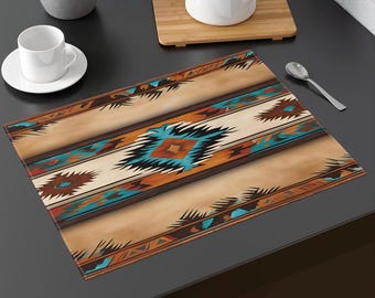 Southwestern Boho Placemat 1pc, tribal Indian place setting, western tableware, ranch style kitchen table decor, Native American table linen