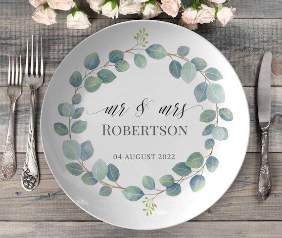 Personalized Wedding Plate Mr Mrs Dinner Plate Bride and