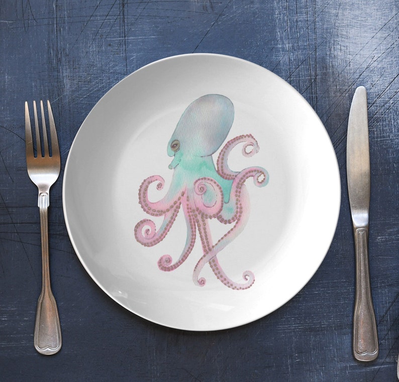 Kitchen & Dining ocean themed plates sea life dinnerware under the sea plate Octopus dinner