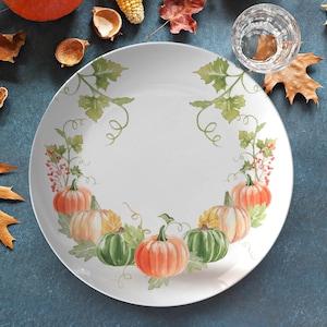 Fall pumpkins plate | thanksgiving plates | fall dinnerware set | pumpkin patch plate | thanksgiving table decor | decoware plate