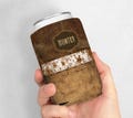 Cowhide Can Cooler Sleeve, Personalized Leather PRINTED Drink Holder, Western Cowboy Style Custom Name Insulated Beverage Cover, Rustic Beer